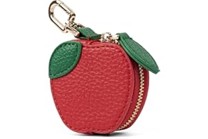 QUNAWAN Cute Fruit Coin Purse Bag Charm,Mini Leather Coin Change Purse & Pouch Holder Keychain Charm for Handbag Tote Wallet Airtag Accessories,Kawaii Fruit Bag Charms for Girl Women Apple