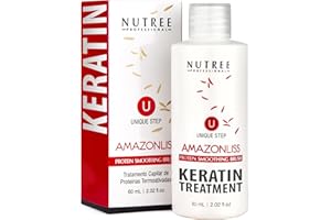 AMAZONLISS Brazilian Keratin Smoothing Treatment, Blowout Straightening System for Dry and Damaged Hair - One Step Protein Hair Treatment Formaldehyde Free,Eliminates Curls and Frizz(Keratin 2.02oz)