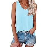 Micticsi Womens V Neck Tank Top Sleeveless Loose Fit Flowy Shirts Summer Outfit Clothes