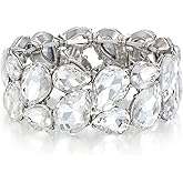 EVER FAITH Wedding Austrian Crystal Elastic Stretch Bangle Bracelet for Bride, Art Deco Elegant Taerdrop Vintage Party Wrist Jewelry for Woman