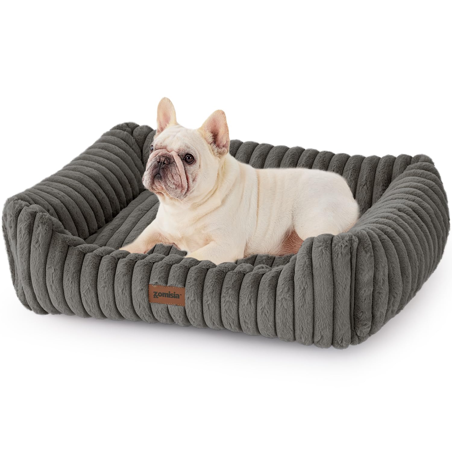 Photo 1 of ZOMISIA Dog Bed Medium Size Dog - Large Rectangle Orthopedic Pet Bed with Fluffy Washable Cover and Anti-Slip Bottom, 30x24x9inches, Grey