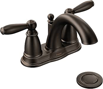 Moen Brantford two-handle bajo Arc grifo de baño con drenaje Asamblea