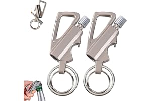 KOOVDEM Keychain Lighter， 2 Pack Metal Match Kerosene Lighter， Reusable Waterproof Windproof Permanent Strike Anywhere， with Multitool Bottle Opener, for Outdoor Survival Gift for Men