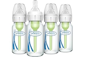 Dr. Brown’s Natural Flow® Anti-Colic Options+™ Narrow Glass Baby Bottles, 4-Pack, 4 oz /120 mL