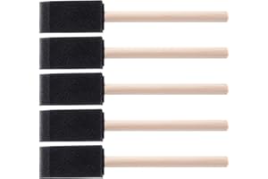 HINZIC 5 Pcs 1" Foam Paint Brushes, Wood Handle Sponge Brushes for Painting, Staining, Varnishes DIY Craft Projects Electronic Cleaning