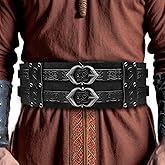 PEKVU Medieval Viking Wide Belt Faux Leather Armor Knight Corset Belt for LARP Christmas Gifts Costume