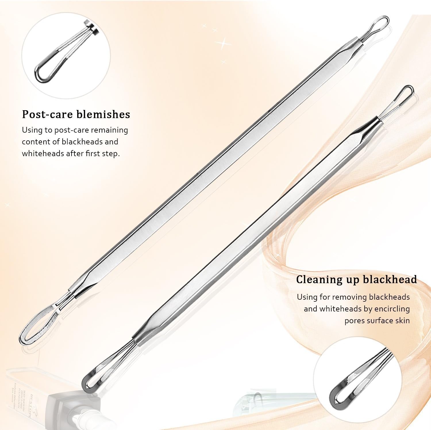LIVIVO 5pc Blackhead Remover Kit, Safe and Effective for Extracting Blackheads Whiteheads, Comedones, Acne, Pimples, Spots - Image 3