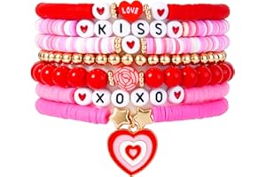 RISHEGAE Heishi Beaded Stretch Bracelets for Women Stackable Gold Polymer Clay Beads Bracelets Friendship Boho Summer Beach Bracelets Jewelry Set