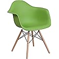 Flash Furniture Alonza Series Green Plastic Chair with Wooden Legs