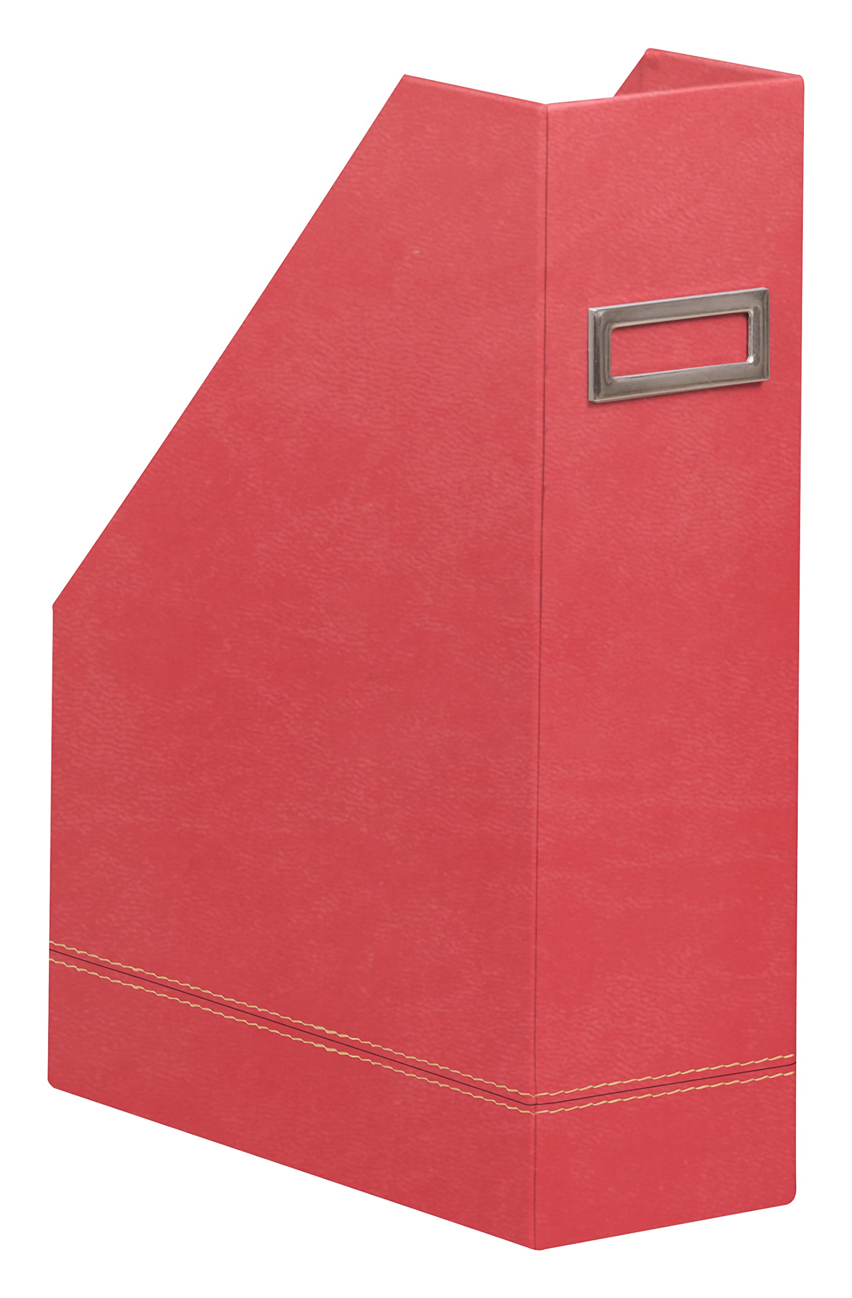 RHODIA 194552C - Coral Magazine Rack - 10x25x31 cm - Orange Saddle Stitching - Faux Leather Exterior - Home Office Collection Rhodiarama - Office Organization & Designer Storage