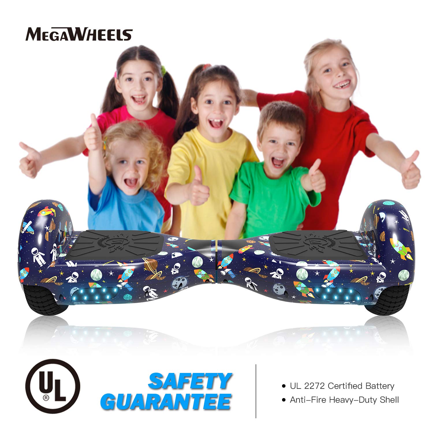 MEGAWHEELS Hoverboard - UL Certified Self Balancing Hover Board with Bluetooth Speaker & LED Light