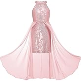 GRACE KARIN Girls Halter Neck Sequin Dress 6-14Y Kids Fancy Formal Party Christmas Sparkly Pageant Birthday Dresses