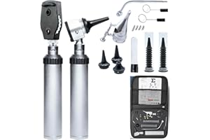 PAKCAN Otoscope Oph Diagnostic Set - 36 Piece Otoscope/Opthalmoscope Diagnostic Kit - with Leather Case for Educational and Professional Settings