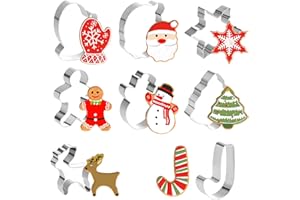 GWHOLE Set of 8 Christmas Cookie Cutters Set Stainless Steel Cookie Mold Biscuit Pastry Cutters for Christmas Party and Bakin