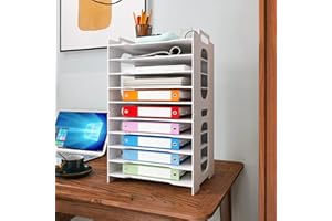 Natwind Office Paper Organizer for Desk Desktop Organizer File Holder Office Desk Organizer Letter Tray & Paper Holder Document Storage Rack for Home Office School 10-Tier