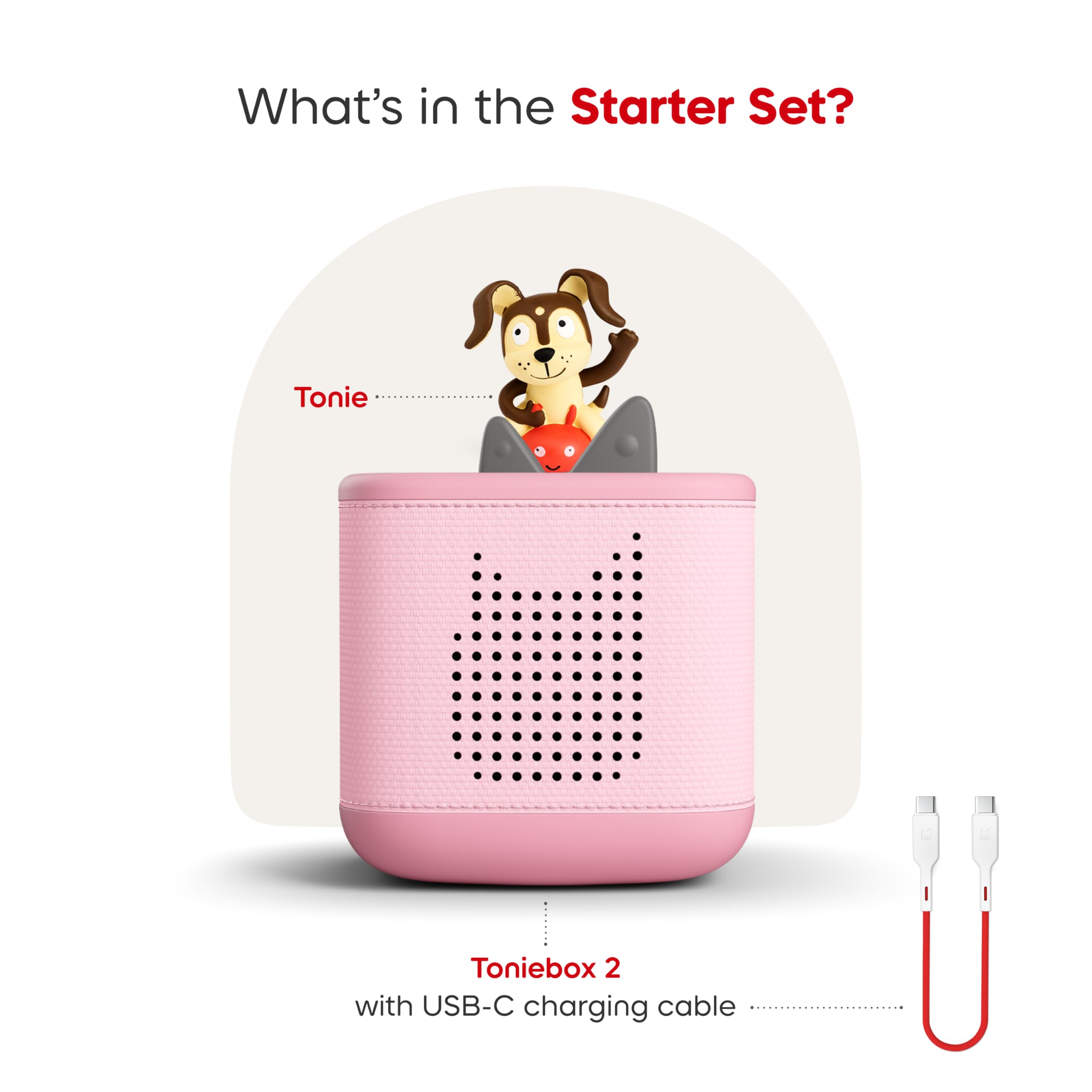 Toniebox 2 Audio Player Starter Set for Kids 1+ with Playtime Puppy - Cloud Pink