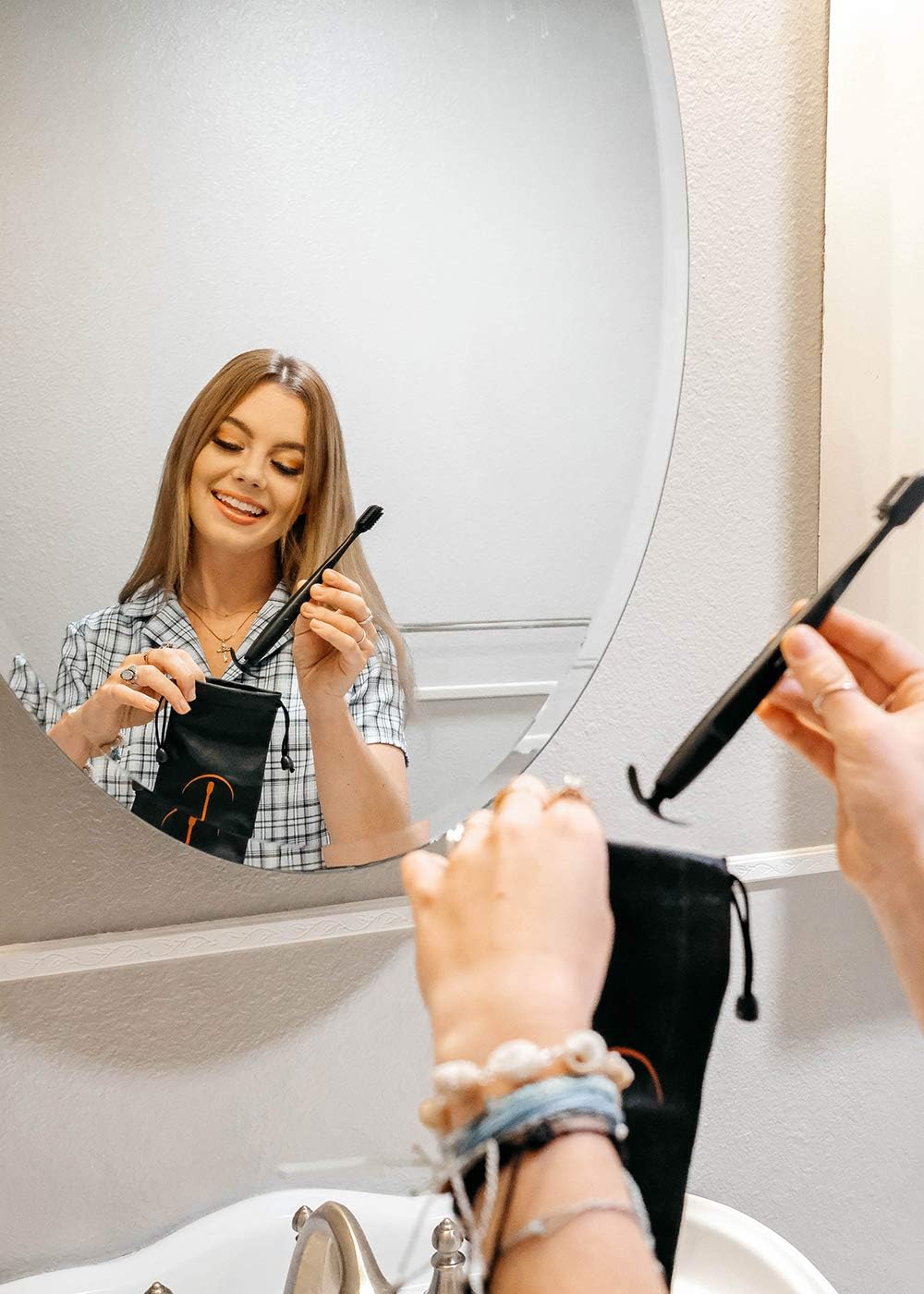 TOKII: World's only Patented Toothbrush with Soft Bamboo Charcoal Bristles and Sliding Tongue Scraper Cleaner reduces Bad Breath with Travel Pouch - Image 5