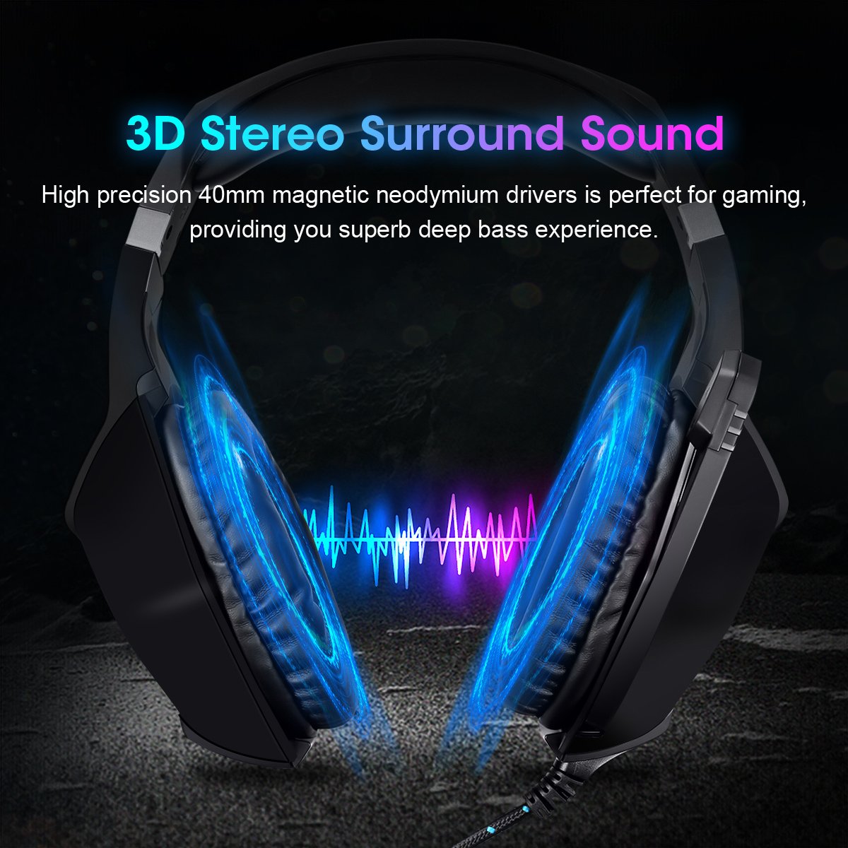 Gaming Headset, ELEGIANT Gaming Kopfhörer Bügelkopfhörer Over Ear Headphone LED Light Bass Stereo rein Surround Tonqualität 3.5MM Klinke mit drehbarem Mikrofon für Pro PS4 Xbox One Switch PC Computer Laptop Tablet Mac Handys Smartphone
