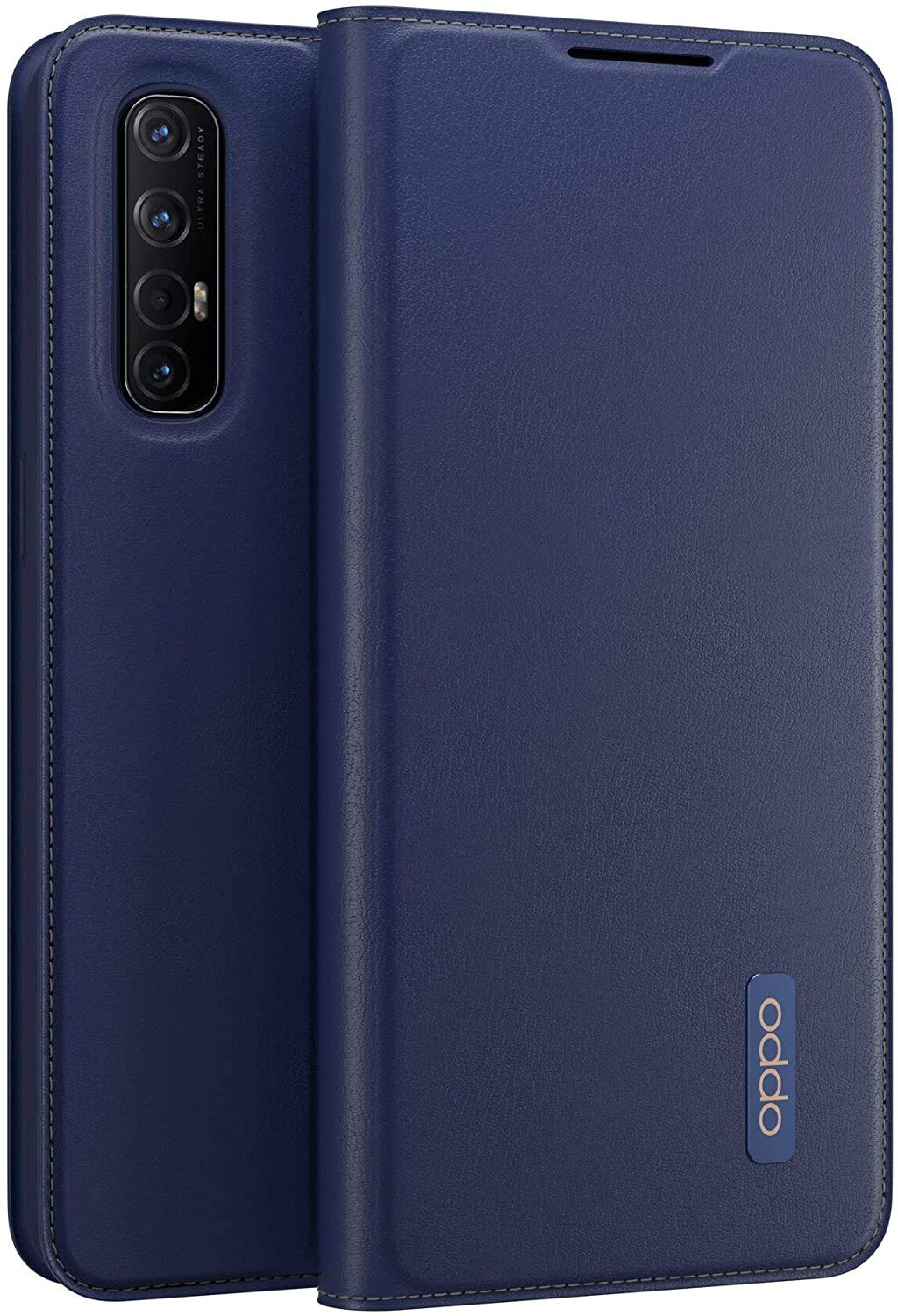 OPPO Case for OPPO Find X2 Neo Wallet Case Flip PU leather and TPU Protective cover with Bracket Function double Card slot Shockproof case - Navy Blue