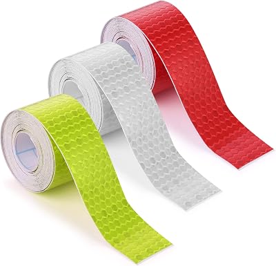 Abeillo Reflective Tape 3 Rolls 1in x 10ft Waterproof Silver Red Yellow