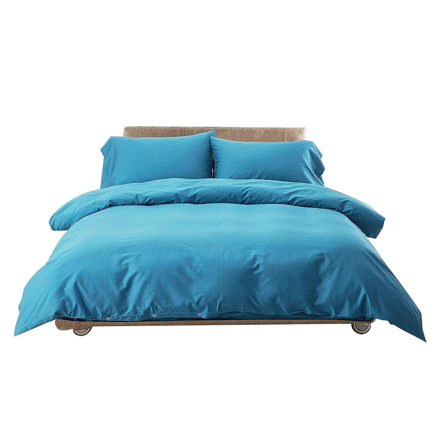 Bettwäsche blau Set 4teilig Bettbezug 100 BioBaumwolle einfarbig 200x 230cm Bettdeckenbezug