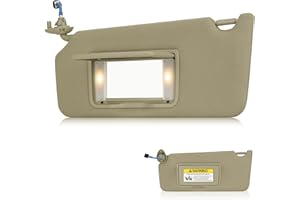 HKPARTS Left Driver Side Sun Visor SunVisor with Light for 2008 2009 2010 2011 2012 Honda Accord 83280TA0A91ZB (Beige)