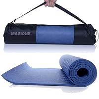 Masione Yoga Mat 6mm Thick Floor Exercise Mats Workout Fitness Pilates Blanket Anti-Tear and Non Slip Surface Cushioned Foam Camping Pad with Carry Bag