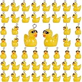 COGCHARGER 50 Pcs Resin Duck Charms Pendants Duck with Sunglasses Miniature Figurines Cute Cartoon Animal Charms for Jewelry Necklace Bracelet Earrings Making