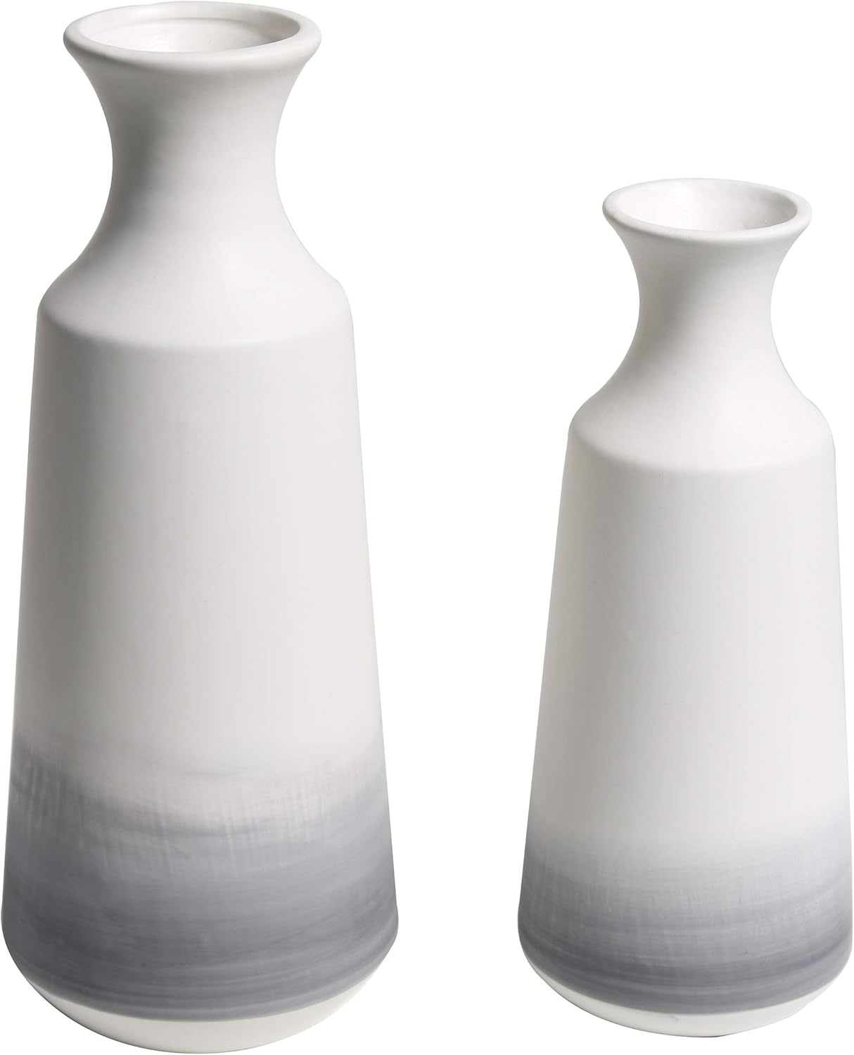 TERESA'S COLLECTIONS Ceramic Modern Vase Set for Home Decor,Handmade Grey and White Aquarelle Decorative Flower Vases for Living Room, Kitchen, Bedroom Decoration (Set of 2)