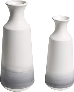 TERESA'S COLLECTIONS Ceramic Modern Vase Set for Home Decor,Handmade Grey and White Aquarelle Decorative Flower Vases for Living Room, Kitchen, Bedroom Decoration (Set of 2)