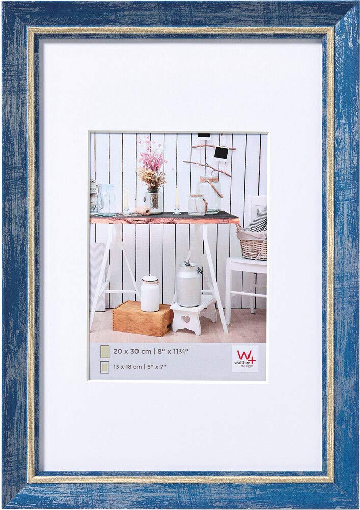 walther design Picture Frame Blue 13 x 18 cm with PassepArtout, Chalet Design Frame EL318L