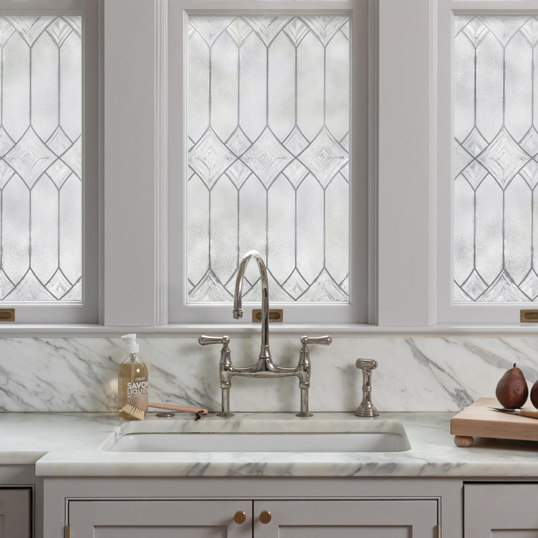 ARTSCAPE Regent | Privacy Window Film with Textured Leaded Glass Pattern | Non-Adhesive & UV Protection | Easy to Apply & Removable | 61 x 91 cm