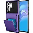 Marphe Wallet Case for Samsung Galaxy S25 Ultra Case with 4 Card Credit Card Holder Slot Shockproof Cover Hybrid Heavy Duty Protection Armor Phone Case Compatible with Galaxy S25 Ultra, Purple
