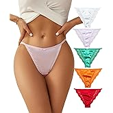 abandi Women's Sexy Lace Satin Bikini Panties, Low Rise Hipster Cheeky Underwear Silky Lace Tanga Briefs 5 Pack