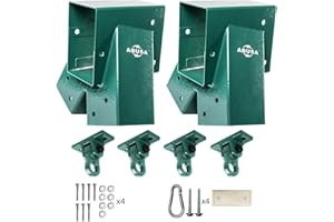 ABUSA Heavy Duty Swing Sets Brackets Including 2 Green A-Frame Swing Set Brackets and 4 Swing Hangers for Playground Equipment Mounting Parts Hardware Included (Green)