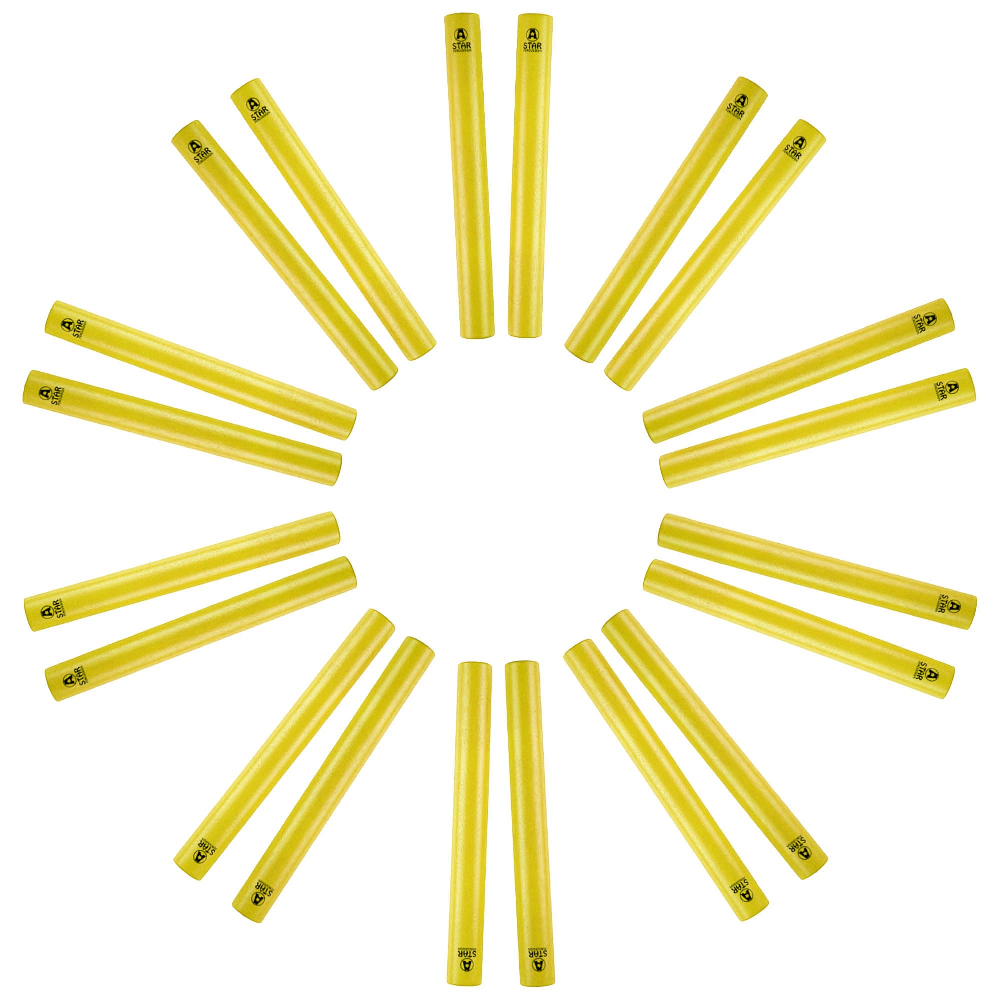 A-Star Wooden Yellow Claves, 14 cm - 10 Pairs - Handheld Rhythm Sticks, Educational Percussion Instrument