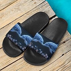 Howilath Dreamy Dolphin Flower Pattern Women Slide