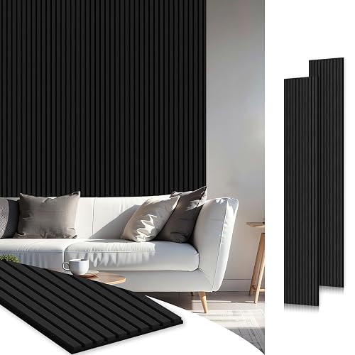 2 Pack Acoustic Wood Wall Panels, 94.5"x 8" Each Soundproof Wood Slat ...