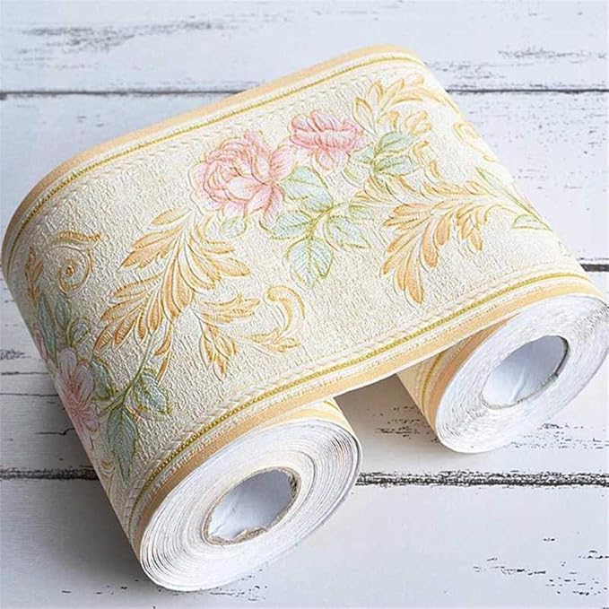 Cenefa de papel pintado con hojas amarillas extraíbles Stciker PVC