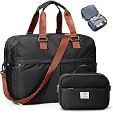 Expandable Personal Item Travel Duffle Bag Weekender Bag for Women Men, Overnight Hospital Carry On Bag with Toiletry Bag for Airplanes Travel Business Trips Sport,Black & Brown