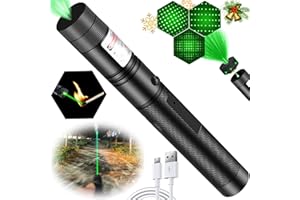 MEUSNO Green Laser Pointer High Power, Green High Power Laser Pointer Long Range Green Laser Light Pointer USB Rechargeable Green Strong Burning Laser Pointer Pen for Presentations Outdoor Laser Pointer