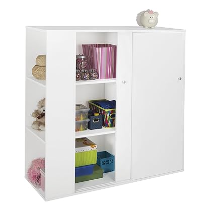 South Shore Kids Storage Cabinet With Sliding Doors Pure White