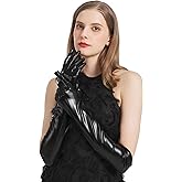 sodknow Long Metallic Gloves Costume Women Elbow Length Opera Halloween Cosplay 1920s Great Gatsby Formal Evening Dress up