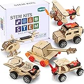 6 in 1 STEM Science Kits for Kids 6-8, STEM Toys for Kids 8-10, Wooden Puzzles Craft Model Car Plane Kits, Science Experiment