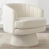 CANMOV Swivel Accent Chair with Armrest, Modern 360 Degree Swivel Barrel Chair with Curve Back and Soft Cushion,Comfy Round S