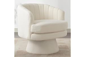 CANMOV Swivel Accent Chair with Armrest, Modern 360 Degree Swivel Barrel Chair with Curve Back and Soft Cushion,Comfy Round Sherpa Teddy Armchair Single Sofa for Living Room,Bedroom,Waiting Room,Beige