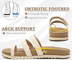 KuaiLu Womens Slides Sandals With Arch Support