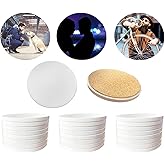 Sublimation Ceramic Coasters,Sublimation Blanks Bulk Round Drinks Coffee Cup Beverage Table Coaster, Absorbent Ceramic Heat Transfer Cup Coaster Set for Painting Home Decor with Cork (24 PCS)