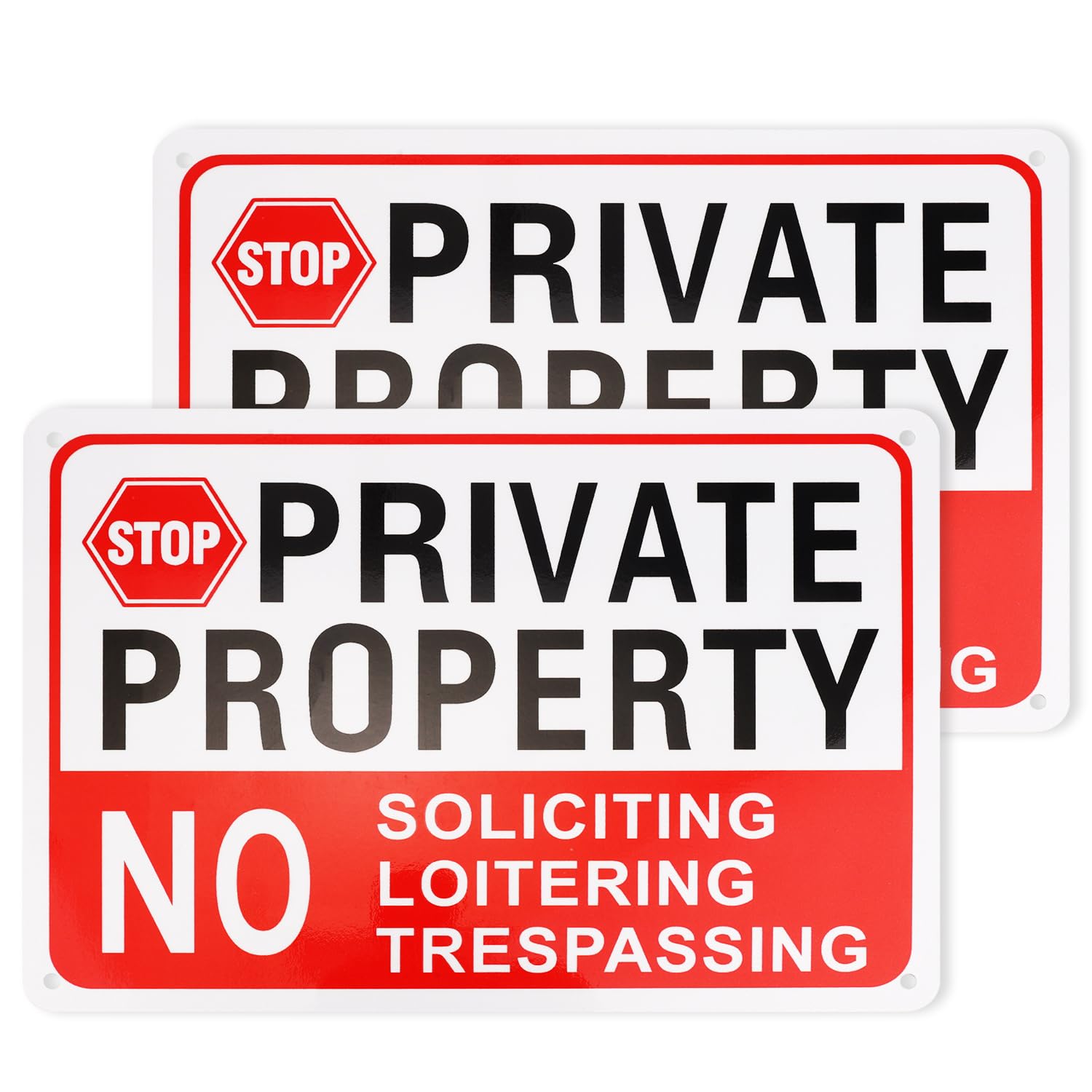 2pcs Private Property No Soliciting Loitering Trespassing Sign, 10x7in Warning Signs Keep Out No Entry Sign for Property Weatherproof Plaque for Indoor Outdoor Home Business Driveway Alert