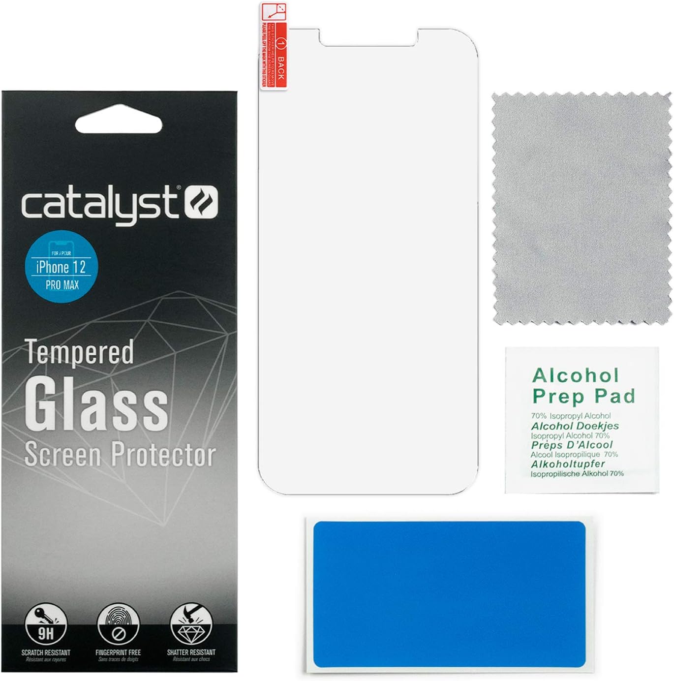 Catalyst Designed for iPhone 12 Pro Max Tempered Glass Screen Protector with Cleaning Pad, Shatter Proof - Image 4